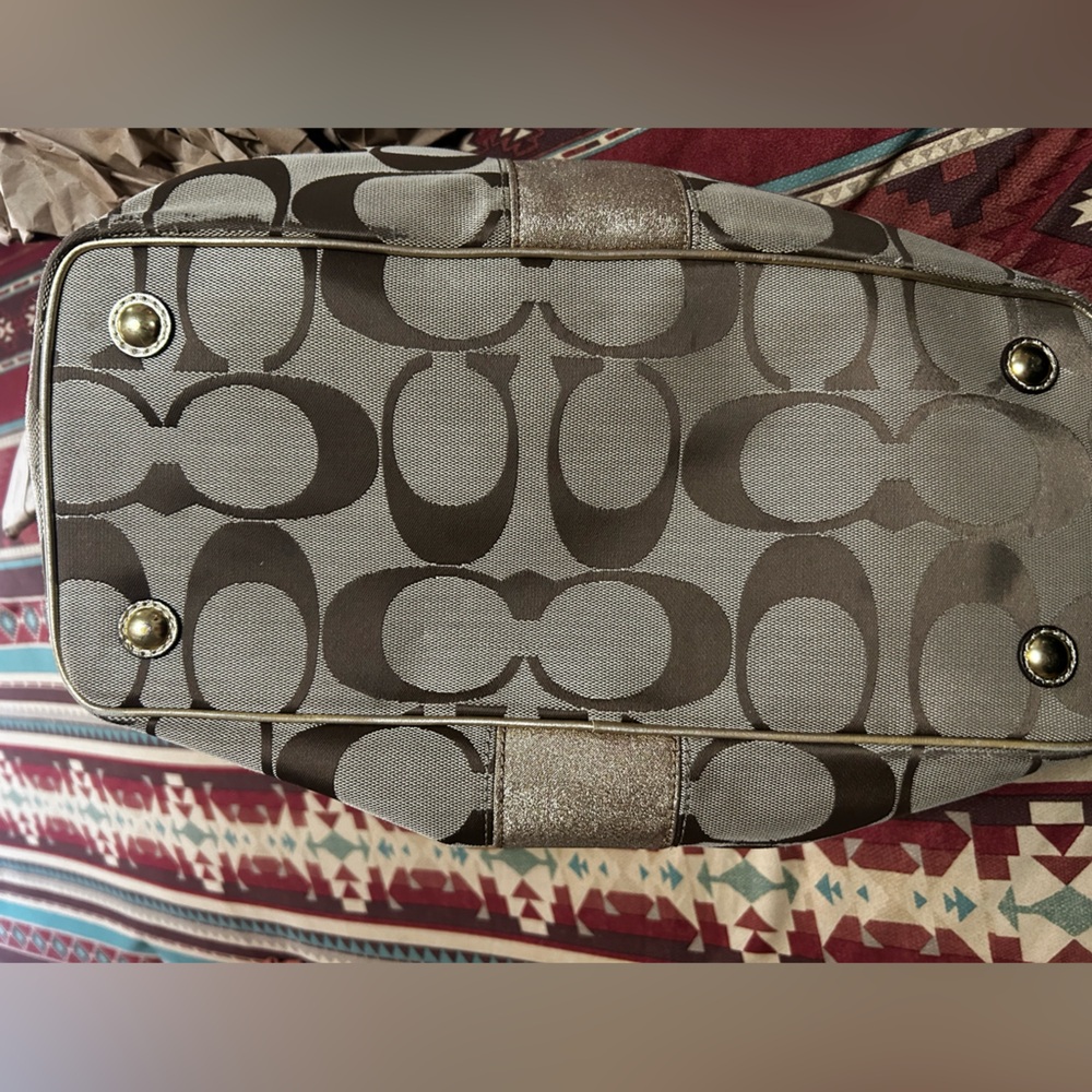 Coach Signature Striped Carryall Tote Bag - Picture 8 of 9